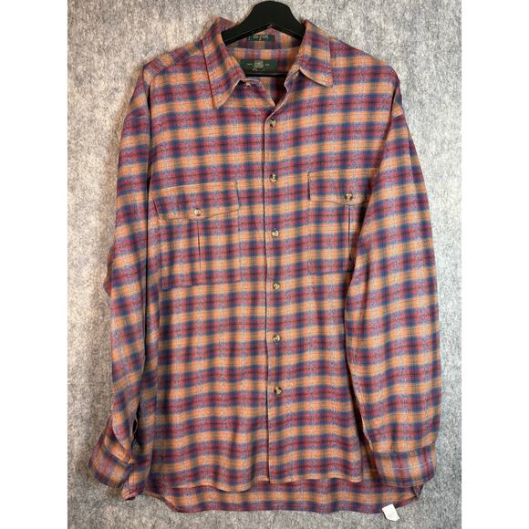 Vintage Orvis Mens X-Large Shirt Red Plaid Flannel Chest Flap Pockets - Picture 1 of 7